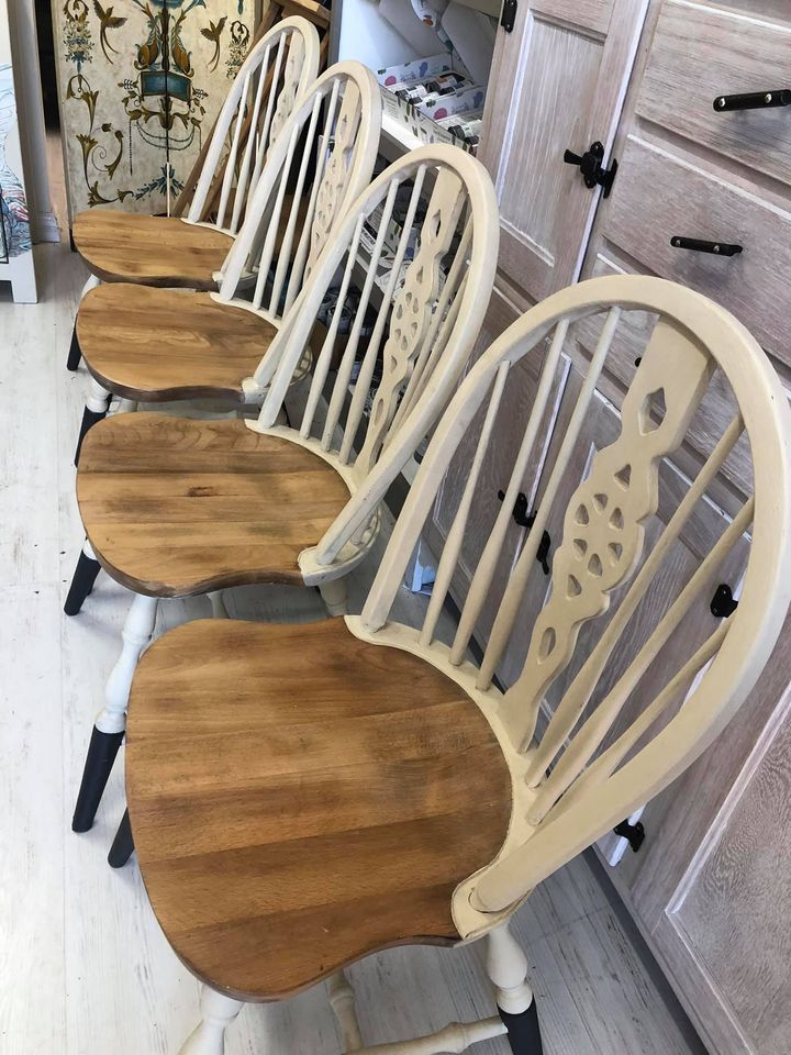 4 timber chairs