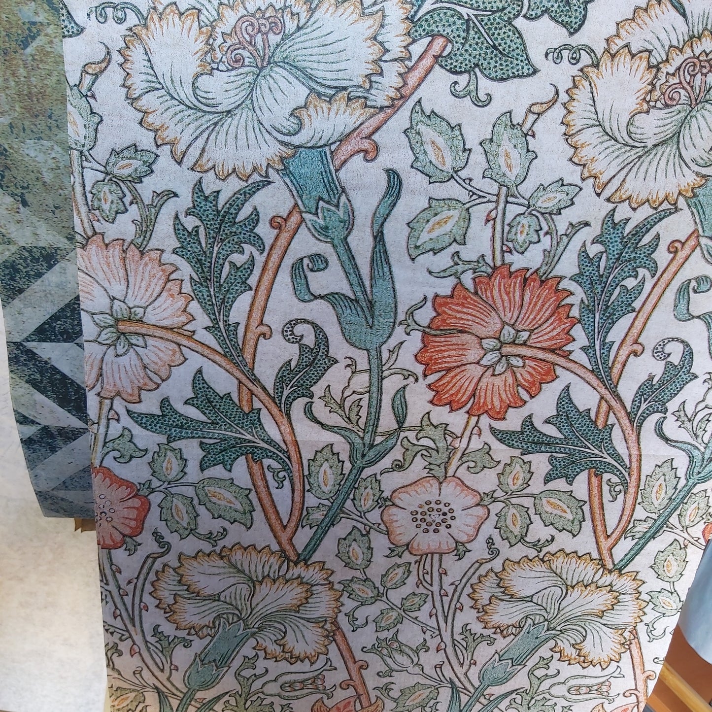 William Morris Flowers orange and green