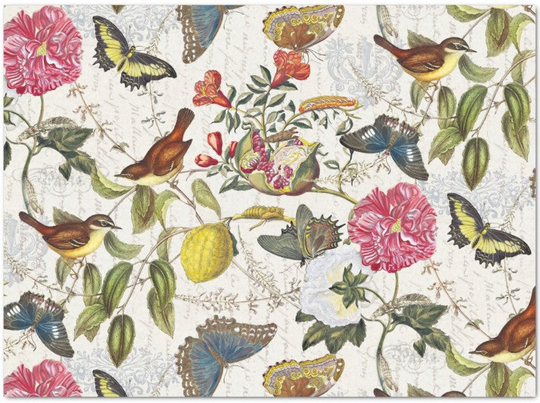 Vintage Botanical Butterflies & Birds Tissue Paper