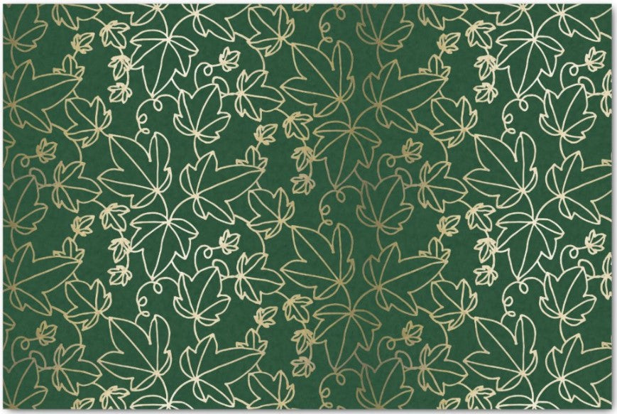 Forest Green and Gold Ivy Leaf Floral Pattern