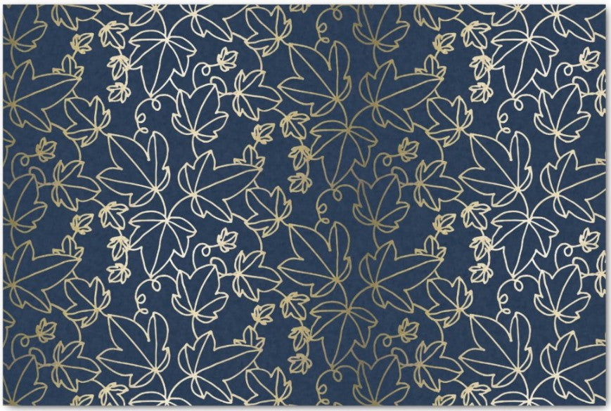 Navy Blue and Gold Ivy Leaf Floral