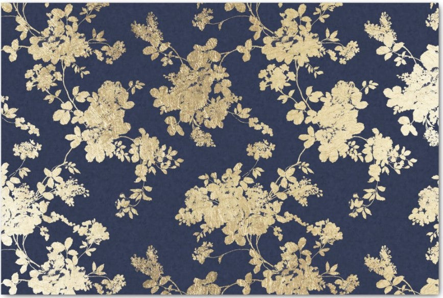 Navy blue faux gold shabby vintage chic floral