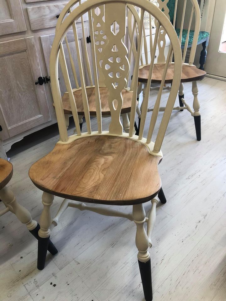 4 timber chairs